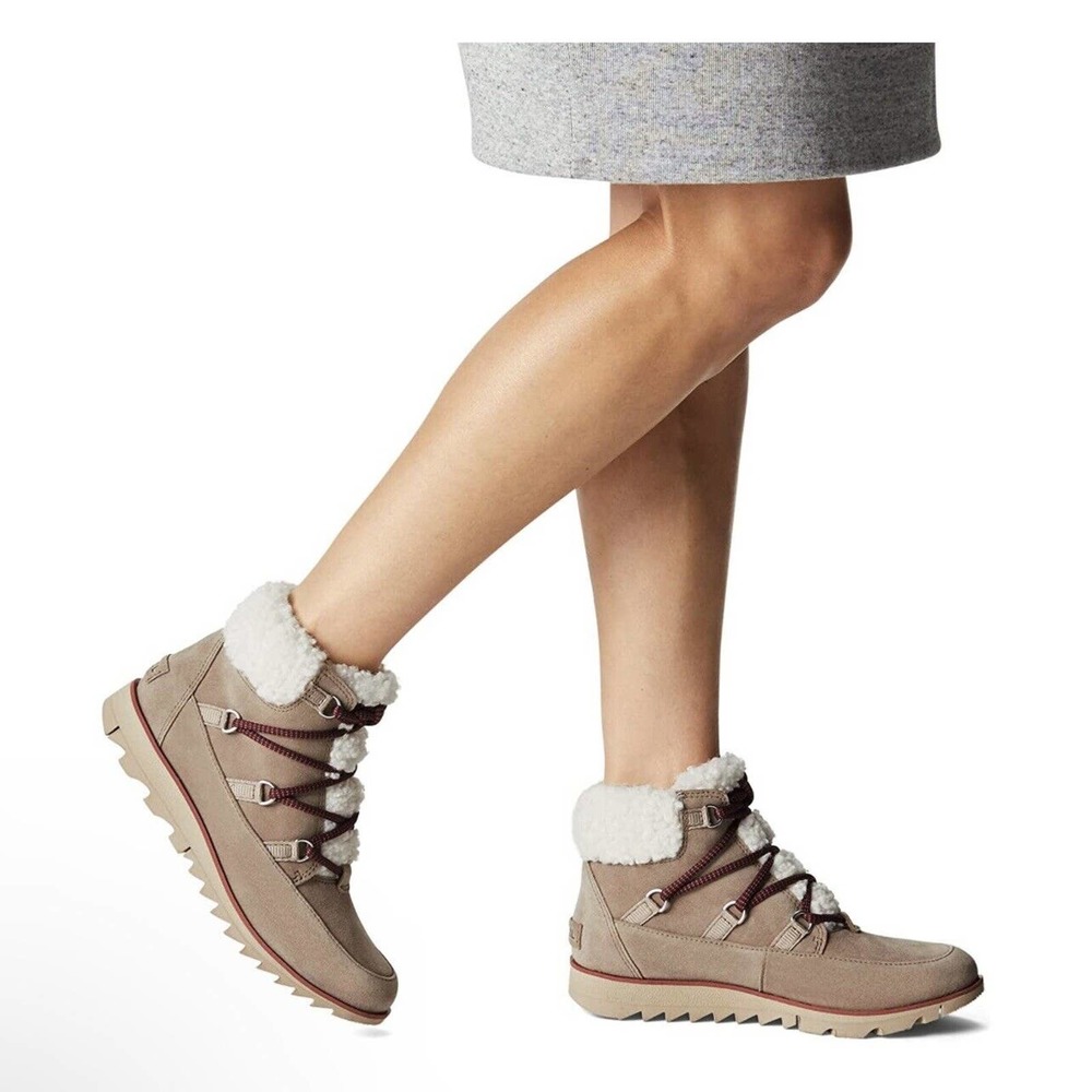Sorel Women's Harlow Lace Cozy Waterproof Boot Omega Taupe/Ancient Fossil Size 5 - Picture 6 of 6